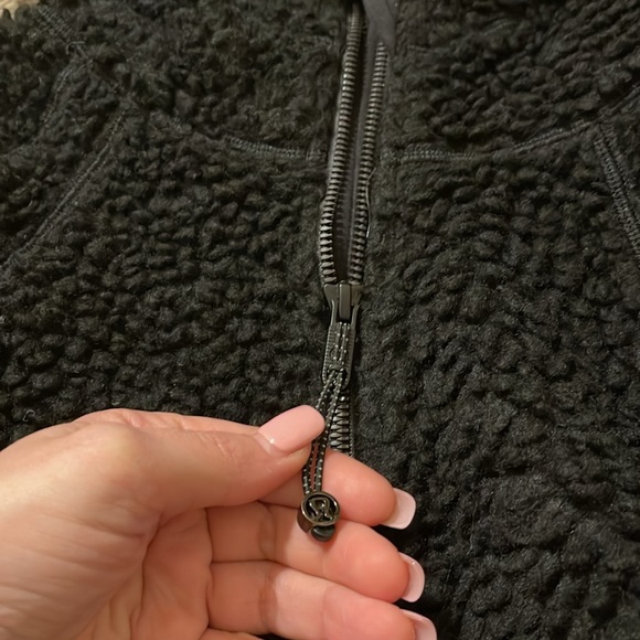 Lululemon scuba oversized Sherpa 1/2 zip black hoodie Sz M/L - Picture 7 of 9